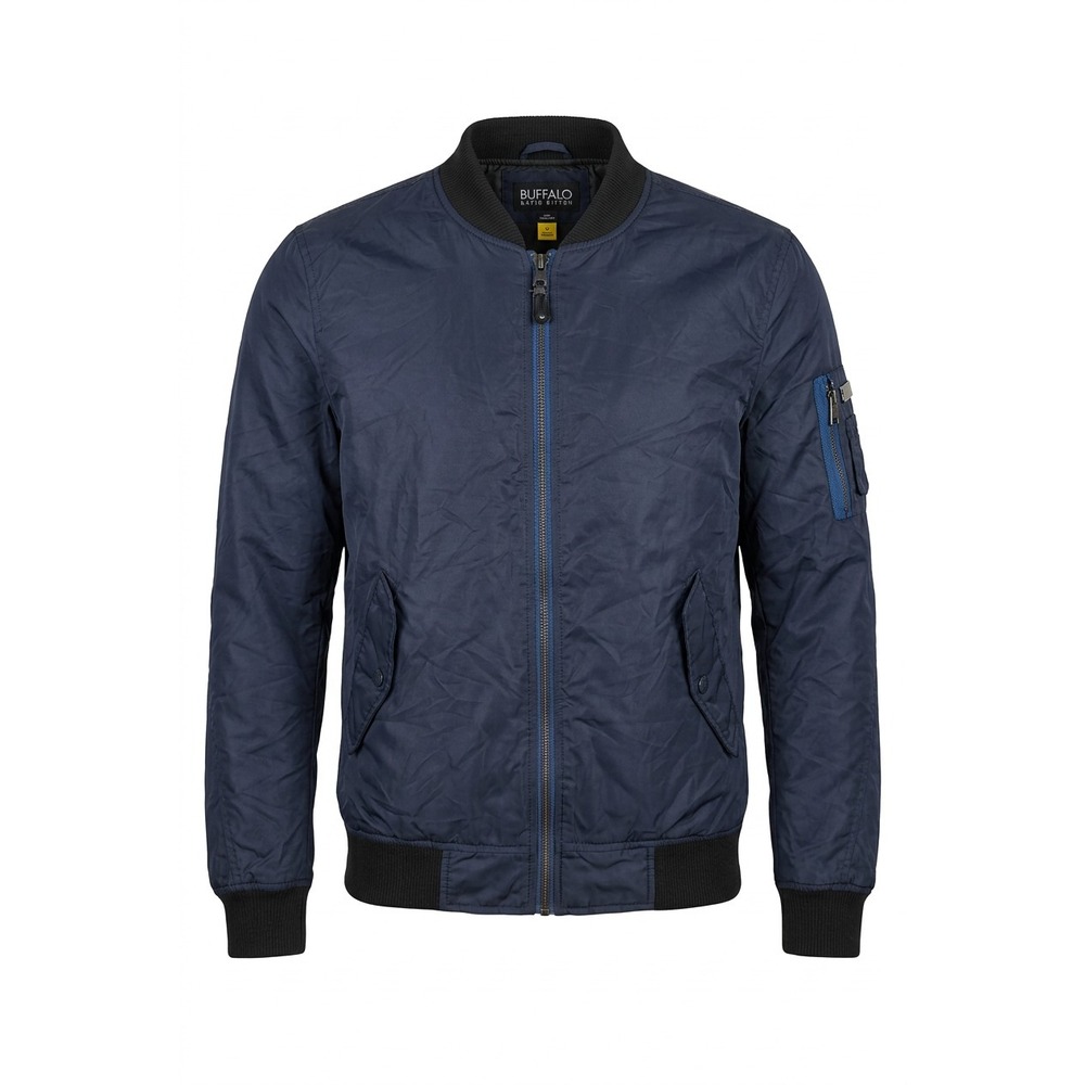 Buffalo David Bitton Men's MA‑1 Bomber Jacket Navy Blue Medium‎ Flight Style Zip
